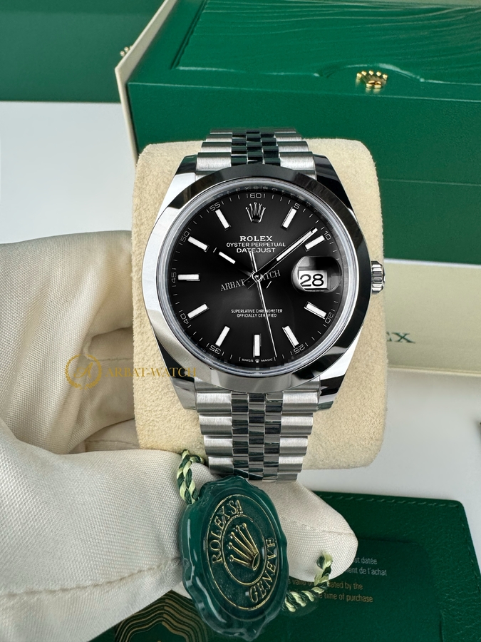 Rolex Datejust 41 mm Oystersteel Bright Black Dial 126300 Jubilee - Швейцарские часы Rolex Datejust 41 mm Oystersteel Bright Black Dial 126300 Jubilee