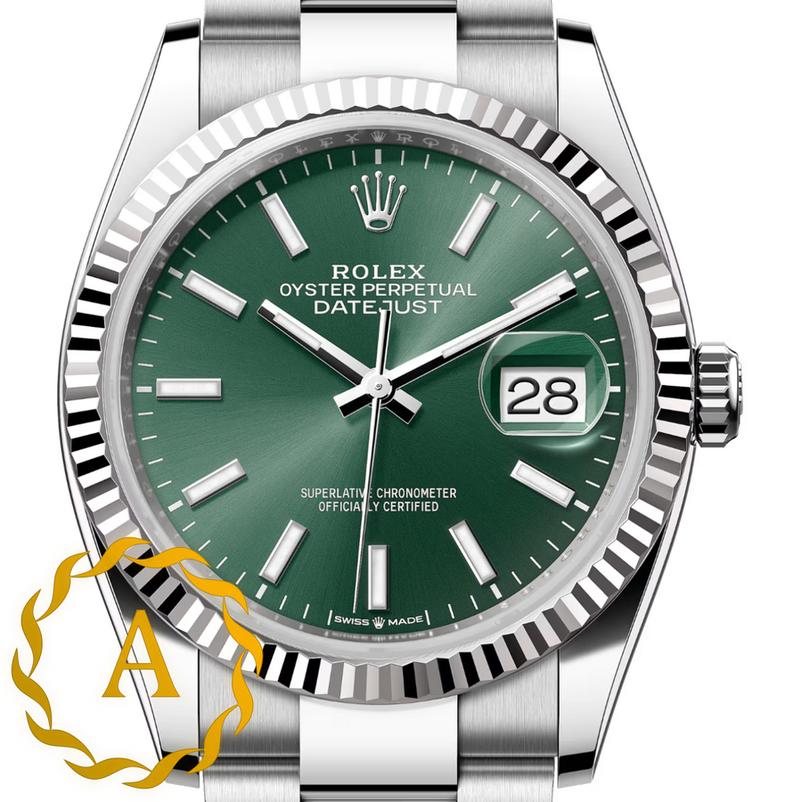 Часы Rolex Datejust 36 mm White Rolesor Mint Green Dial 126234