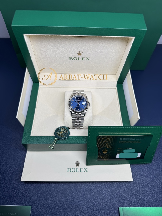 Rolex Datejust 36 mm White Rolesor Bright Blue Diamond-set Dial 126234 Jubilee - Швейцарские часы Rolex Datejust 36 mm White Rolesor Bright Blue Diamond-set Dial 126234 Jubilee