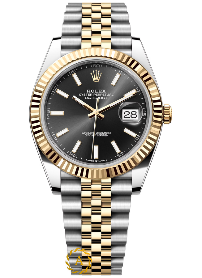 Rolex Datejust 41 mm Yellow Rolesor Bright Black Dial 126333 Jubilee