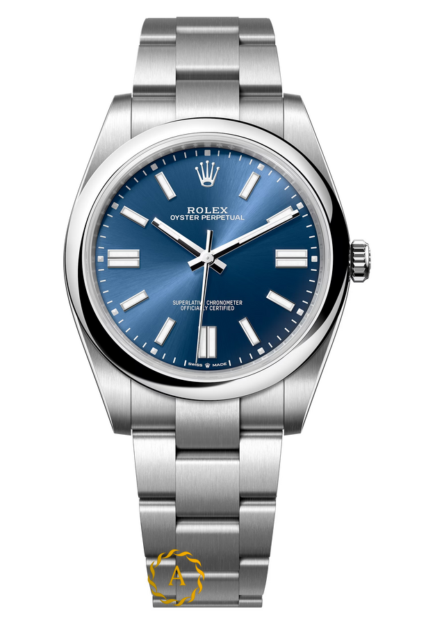 Rolex Oyster Perpetual 41 mm Oystersteel Bright Blue Dial 124300