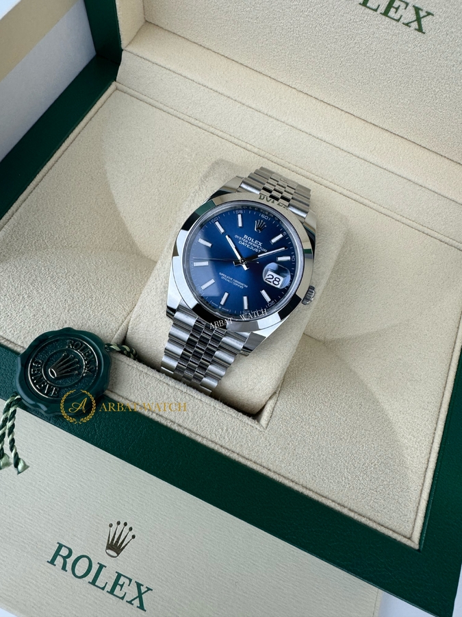 Rolex Datejust 41 mm Oystersteel Bright Blue Dial 126300 Jubilee