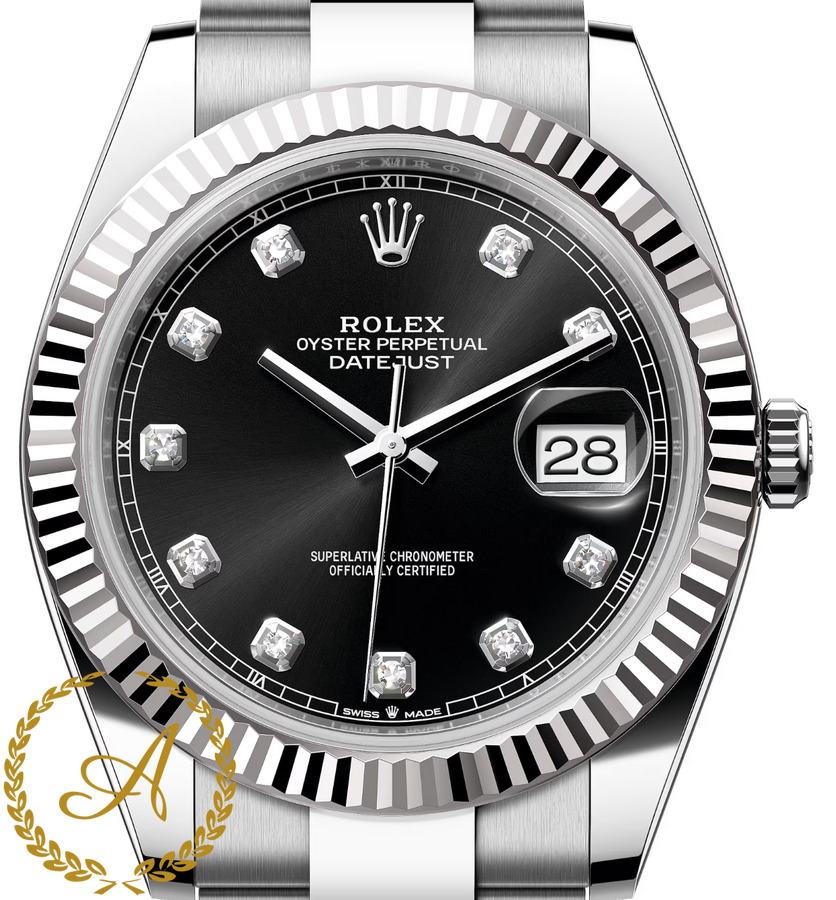 Rolex Datejust 41 mm White Rolesor Black Diamond-set Dial 126334 - Швейцарские часы Rolex Datejust 41 mm White Rolesor Black Diamond-set Dial 126334