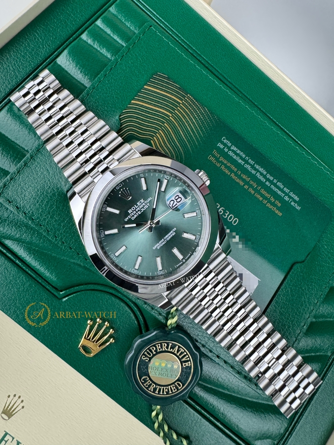 Rolex Datejust 41 mm 126300 Mint Dial Jubilee - Швейцарские часы Rolex Datejust 41 mm 126300 Mint Dial Jubilee