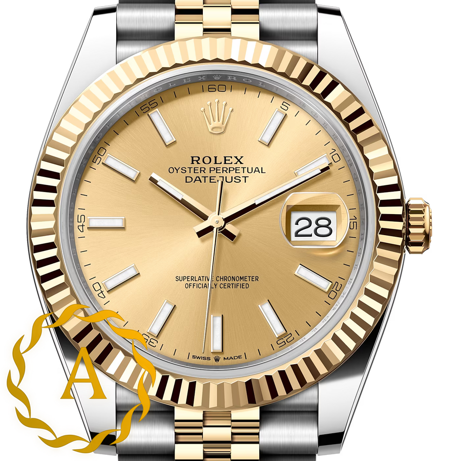 Rolex Datejust 41 mm Yellow Rolesor Champagne Dial 126333 Jubilee