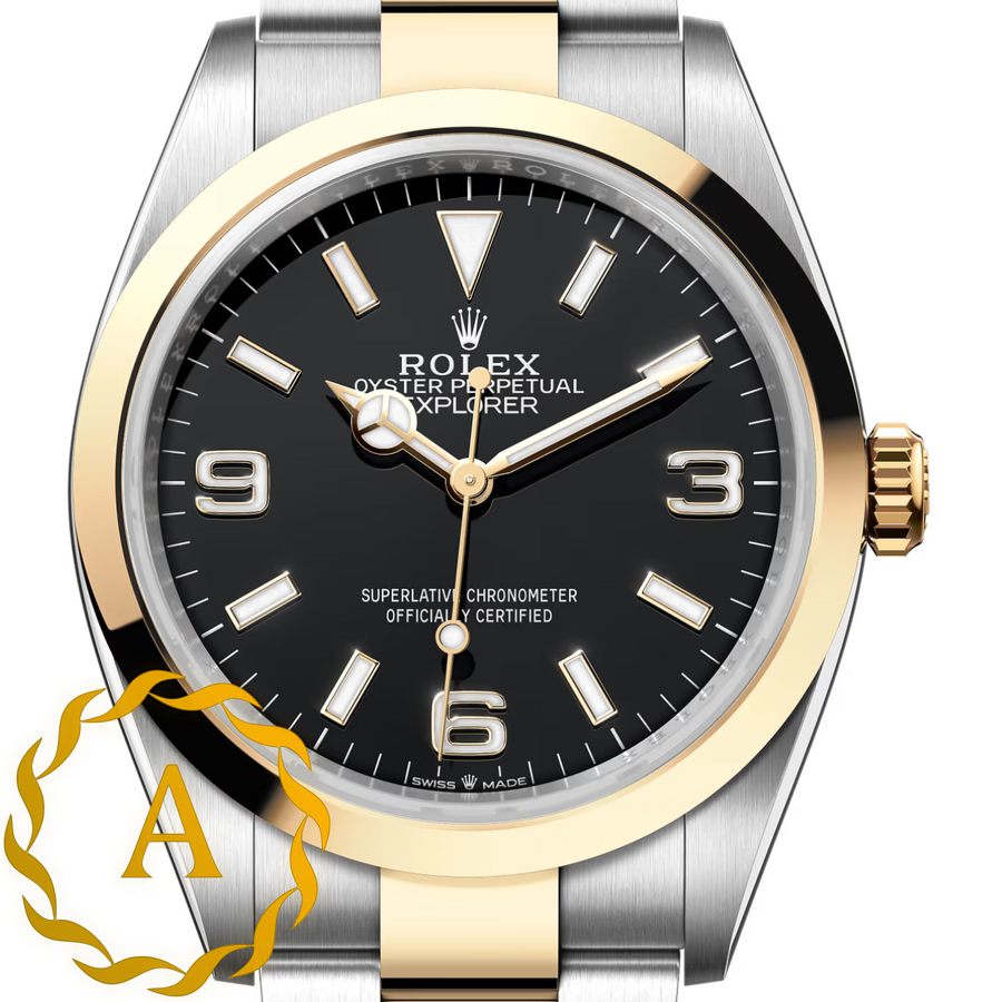 Rolex Explorer 36 mm Yellow Rolesor Black Dial 124273 - Швейцарские часы Rolex Explorer 36 mm Yellow Rolesor Black Dial 124273