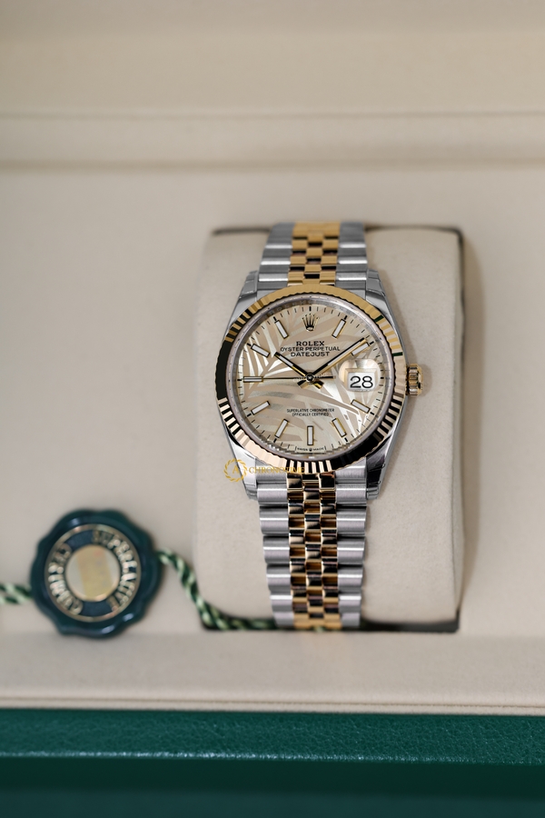 Rolex Datejust 36 mm Yellow Rolesor Champagne Palm Motif Dial 126233 Jubilee - Швейцарские часы Rolex Datejust 36 mm Yellow Rolesor Champagne Palm Motif Dial 126233 Jubilee