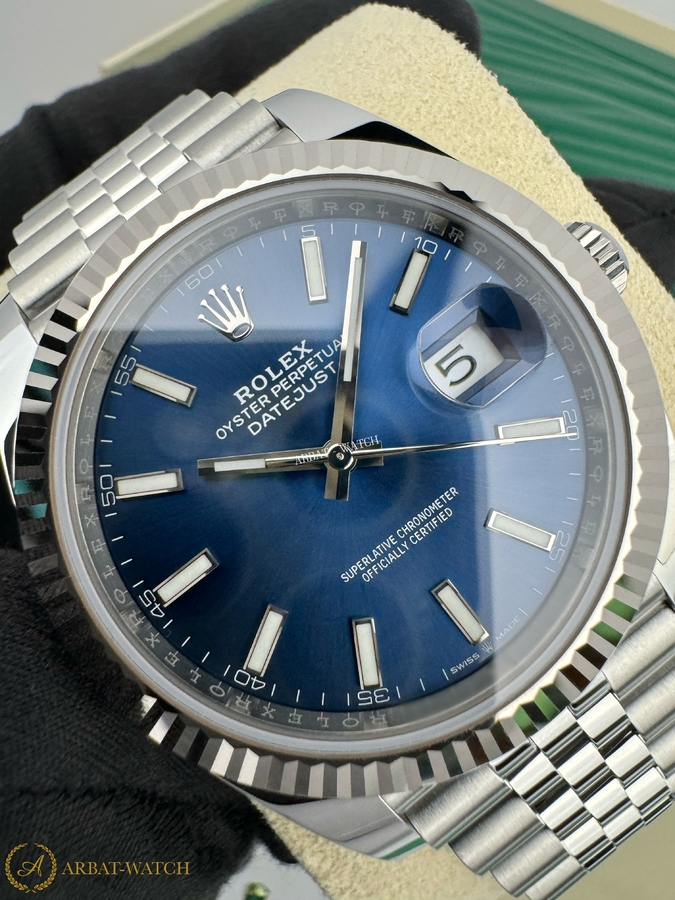 Rolex Datejust 41 mm White Rolesor Bright Blue Dial 126334 Jubilee - Швейцарские часы Rolex Datejust 41 mm White Rolesor Bright Blue Dial 126334 Jubilee