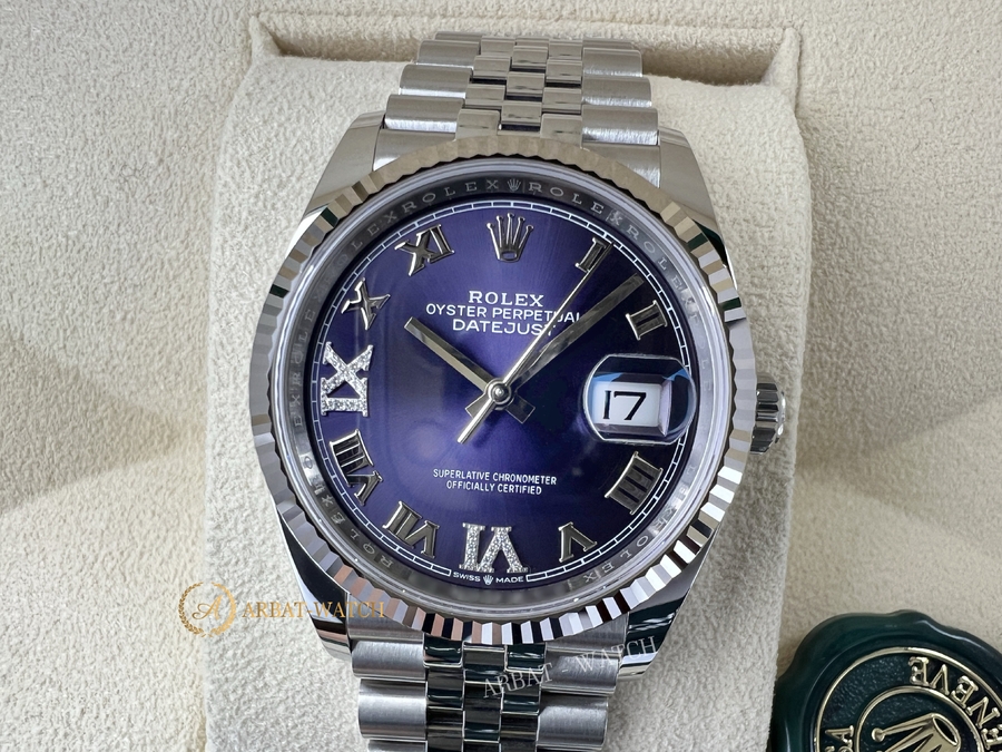 Rolex Datejust 36 mm Aubergine Dial Diamonds 126234 Jubilee