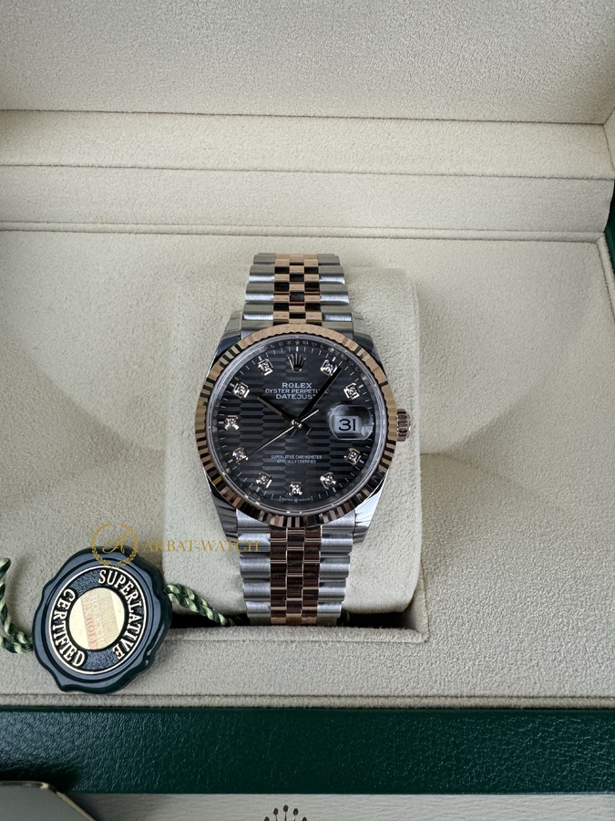 Rolex Datejust 36 mm 126231 Grey Decor Diamonds Dial Everose Rolesor Jubilee
