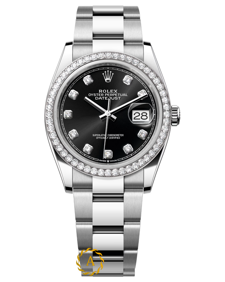 Rolex Datejust 36 mm White Rolesor Black Diamond-set Dial Factory Diamond Bezel 116244 - Швейцарские часы Rolex Datejust 36 mm White Rolesor Black Diamond-set Dial Factory Diamond Bezel 116244