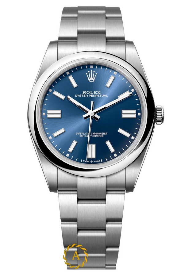 Rolex Oyster Perpetual 41 mm Oystersteel Bright Blue Dial 124300