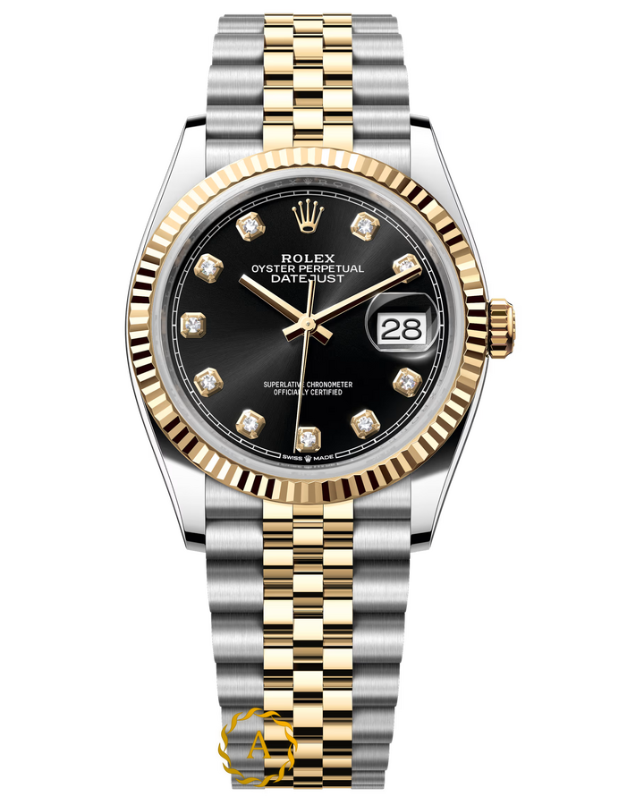 Rolex Datejust 36 mm Yellow Rolesor Bright Black Diamond-set Dial 126233 Jubilee - Швейцарские часы Rolex Datejust 36 mm Yellow Rolesor Bright Black Diamond-set Dial 126233 Jubilee