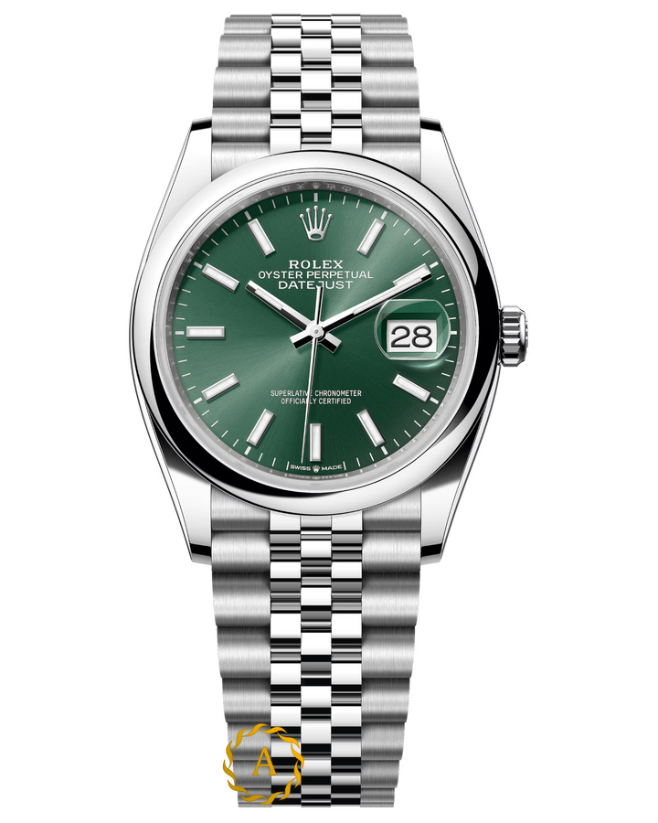Rolex Datejust 36 mm Oystersteel Mint Green Dial 126200 Jubilee