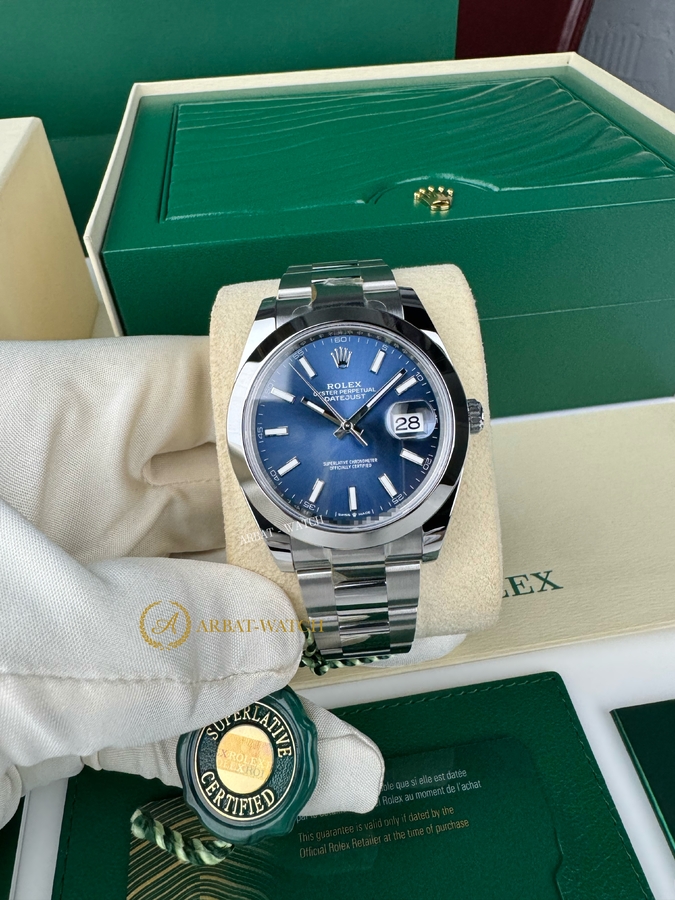 Rolex Datejust 41 mm Oystersteel Bright Blue Dial 126300