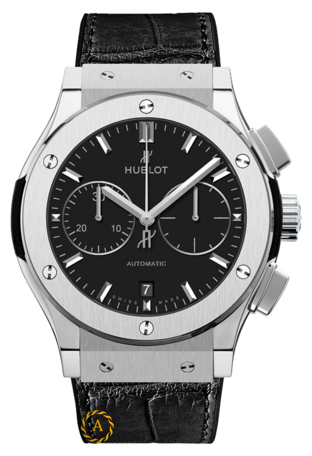 Hublot Classic Fusion Chronograph Titanium Black Alligator Leather 45 mm 521.NX.1171.LR