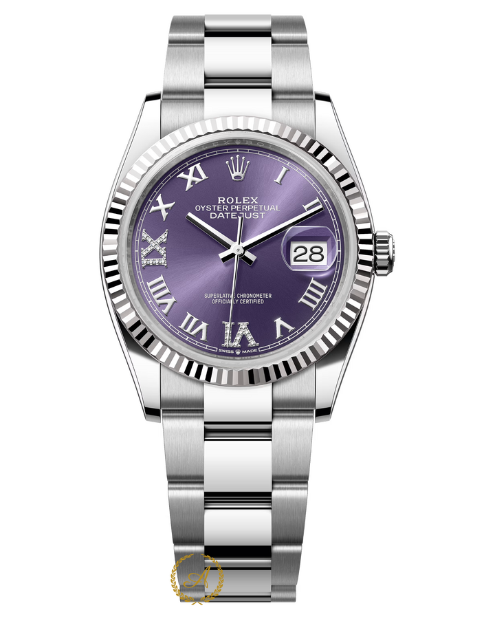 Rolex Datejust 36 mm Aubergine Dial Diamonds 126234
