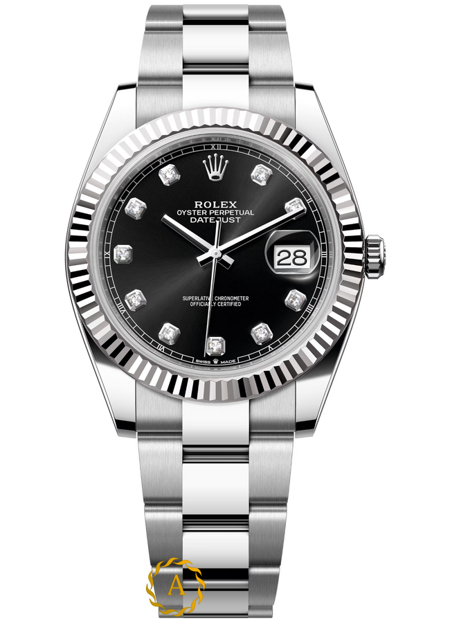 Rolex Datejust 41 mm White Rolesor Black Diamond-set Dial 126334 - Швейцарские часы Rolex Datejust 41 mm White Rolesor Black Diamond-set Dial 126334