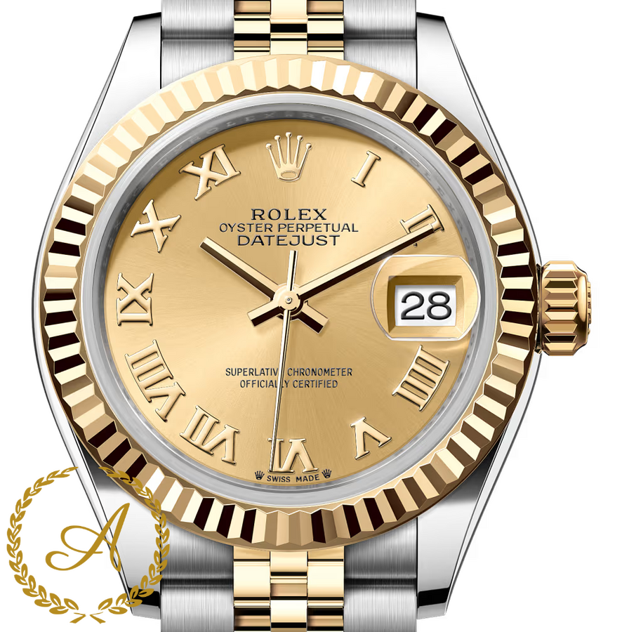 Rolex Lady-Datejust Champagne Roman Dial Yellow Rolesor 28 mm 279173 Jubilee