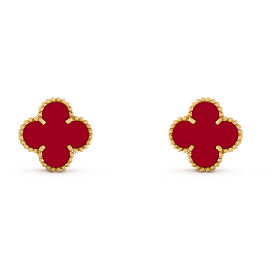 Серьги Van Cleef & Arpels Vintage Alhambra Carnelian Yellow Gold - Швейцарские часы Серьги Van Cleef & Arpels Vintage Alhambra Carnelian Yellow Gold