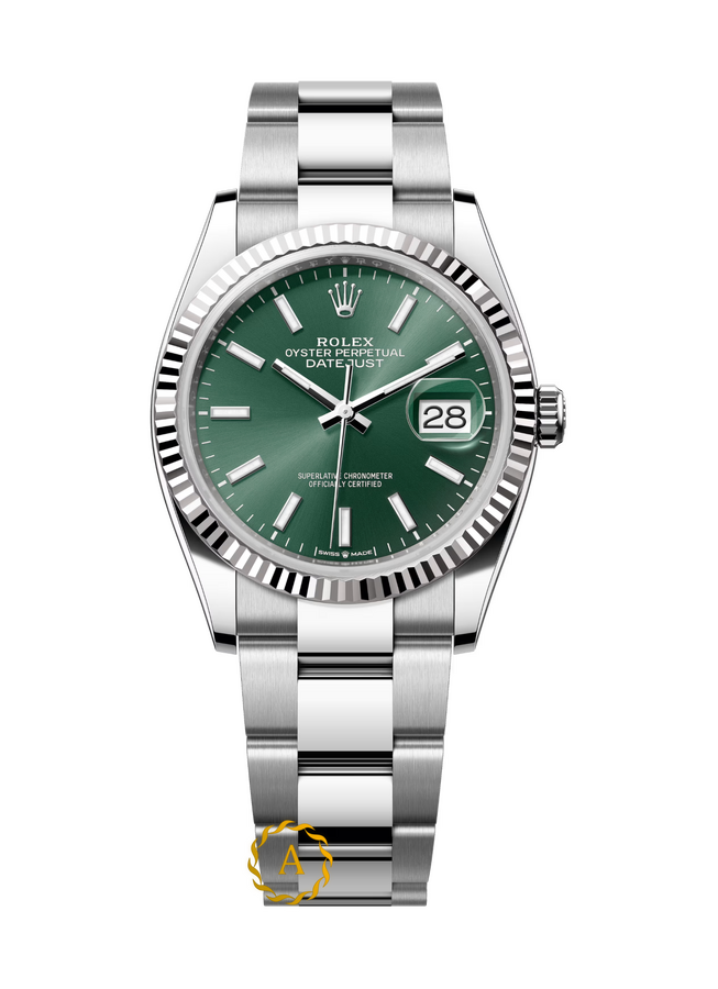 Часы Rolex Datejust 36 mm White Rolesor Mint Green Dial 126234