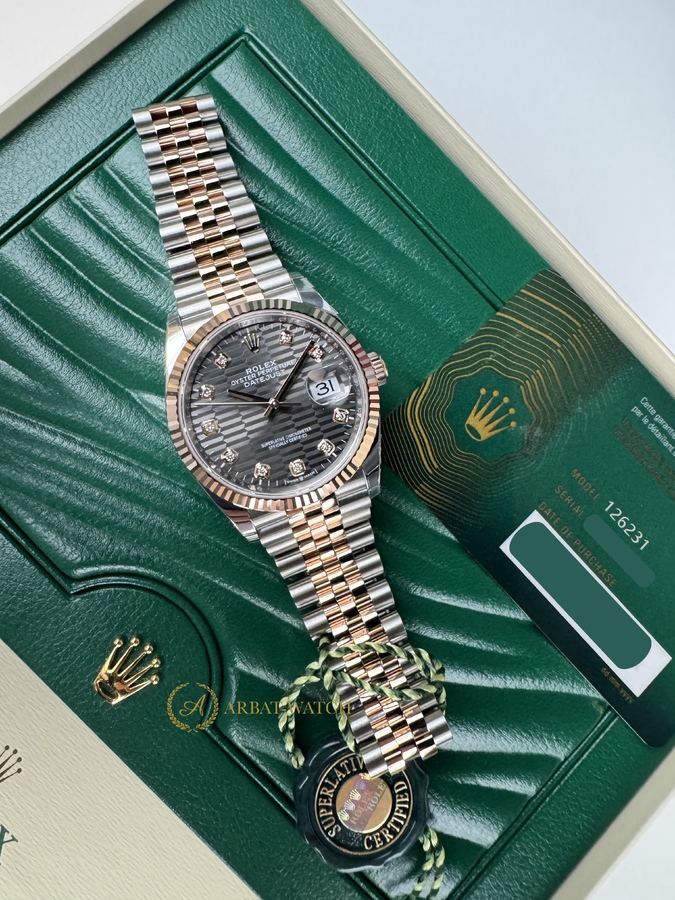 Rolex Datejust 36 mm 126231 Grey Decor Diamonds Dial Everose Rolesor Jubilee