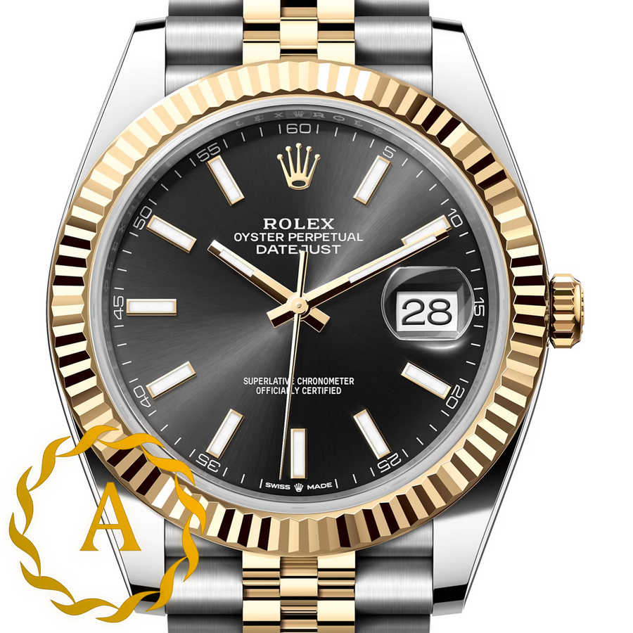 Rolex Datejust 41 mm Yellow Rolesor Bright Black Dial 126333 Jubilee