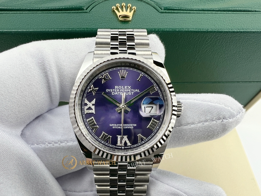 Rolex Datejust 36 mm Aubergine Dial Diamonds 126234 Jubilee