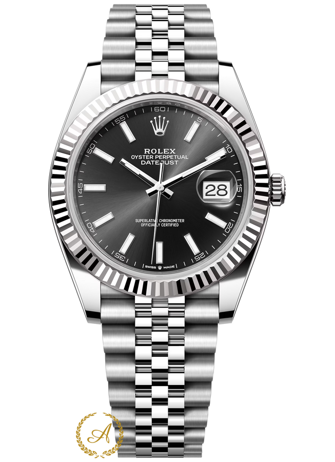 Rolex Datejust 41 mm 126334 White Rolesor Black Dial Jubilee