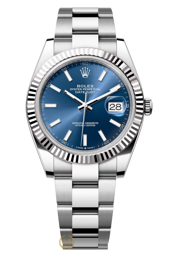 Rolex Datejust 41 мм White Rolesor Bright Blue Dial 126334 - Швейцарские часы Rolex Datejust 41 мм White Rolesor Bright Blue Dial 126334