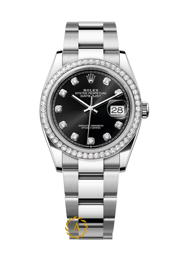 Rolex Datejust 36 mm White Rolesor Black Diamond-set Dial Factory Diamond Bezel 116244 - Швейцарские часы Rolex Datejust 36 mm White Rolesor Black Diamond-set Dial Factory Diamond Bezel 116244