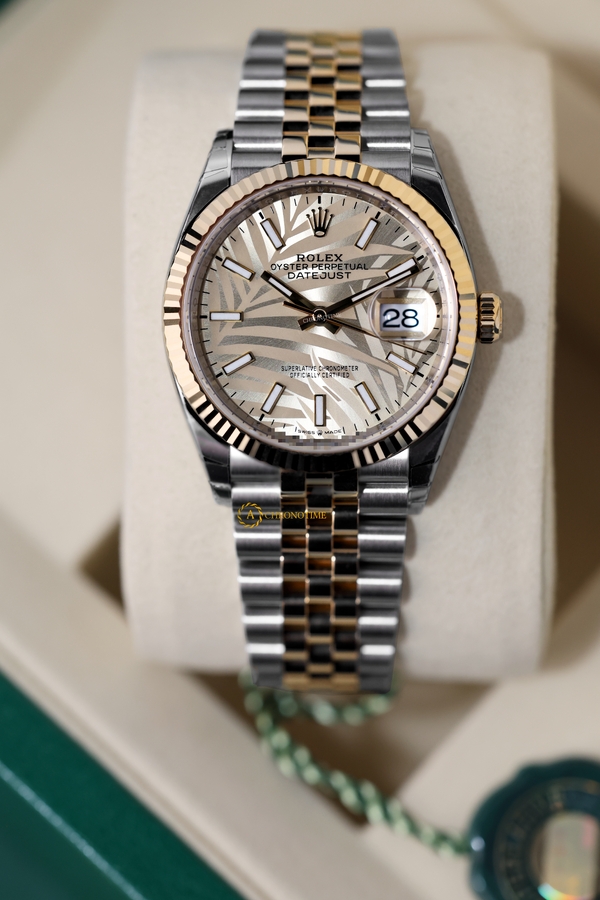 Rolex Datejust 36 mm Yellow Rolesor Champagne Palm Motif Dial 126233 Jubilee - Швейцарские часы Rolex Datejust 36 mm Yellow Rolesor Champagne Palm Motif Dial 126233 Jubilee