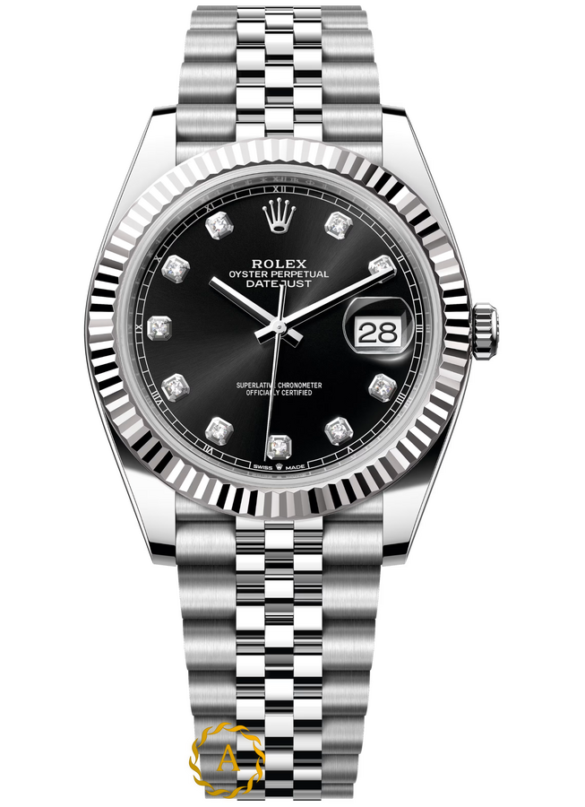 Rolex Datejust 41 mm White Rolesor Black Diamond-set Dial 126334 Jubilee