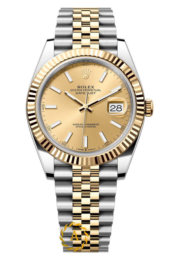 Rolex Datejust 41 mm Yellow Rolesor Champagne Dial 126333 Jubilee