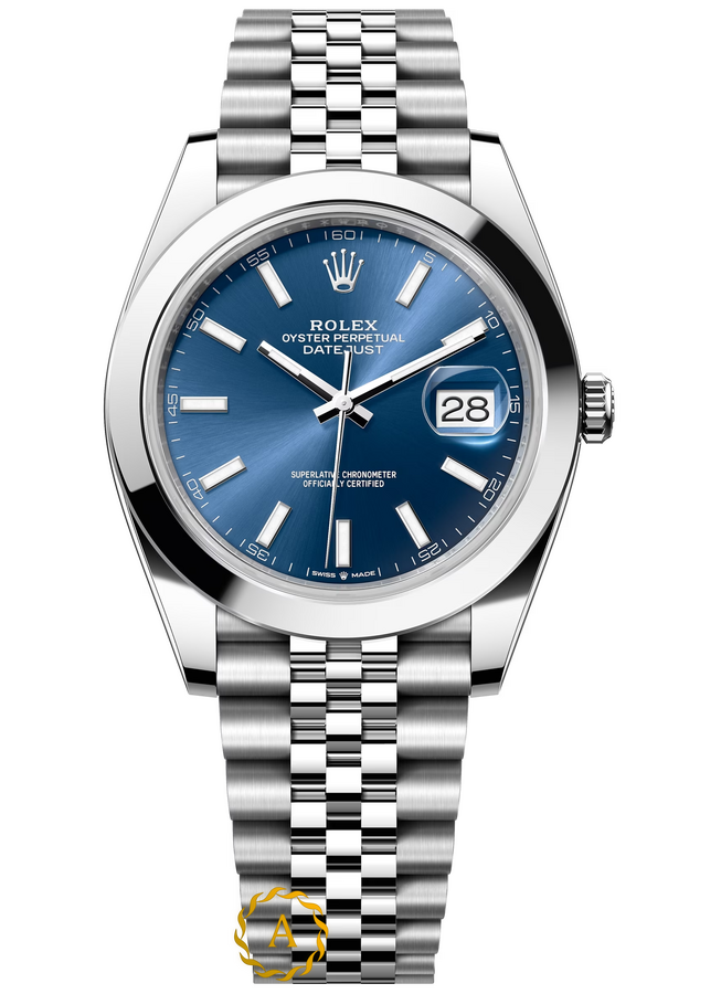 Rolex Datejust 41 mm Oystersteel Bright Blue Dial 126300 Jubilee