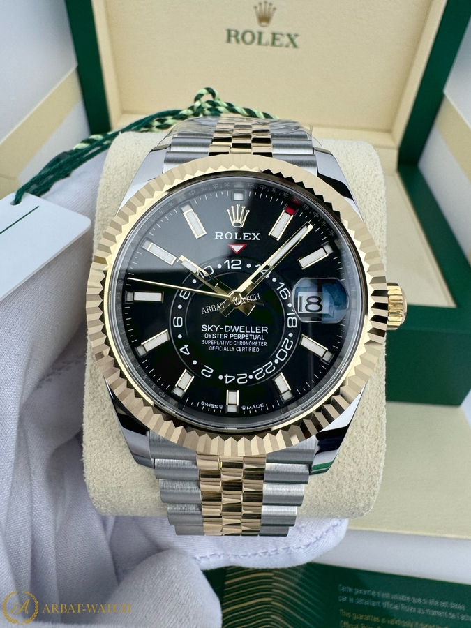 Rolex Sky-Dweller 42 mm Yellow Rolesor Bright Black Dial 336933 Jubilee - Швейцарские часы Rolex Sky-Dweller 42 mm Yellow Rolesor Bright Black Dial 336933 Jubilee