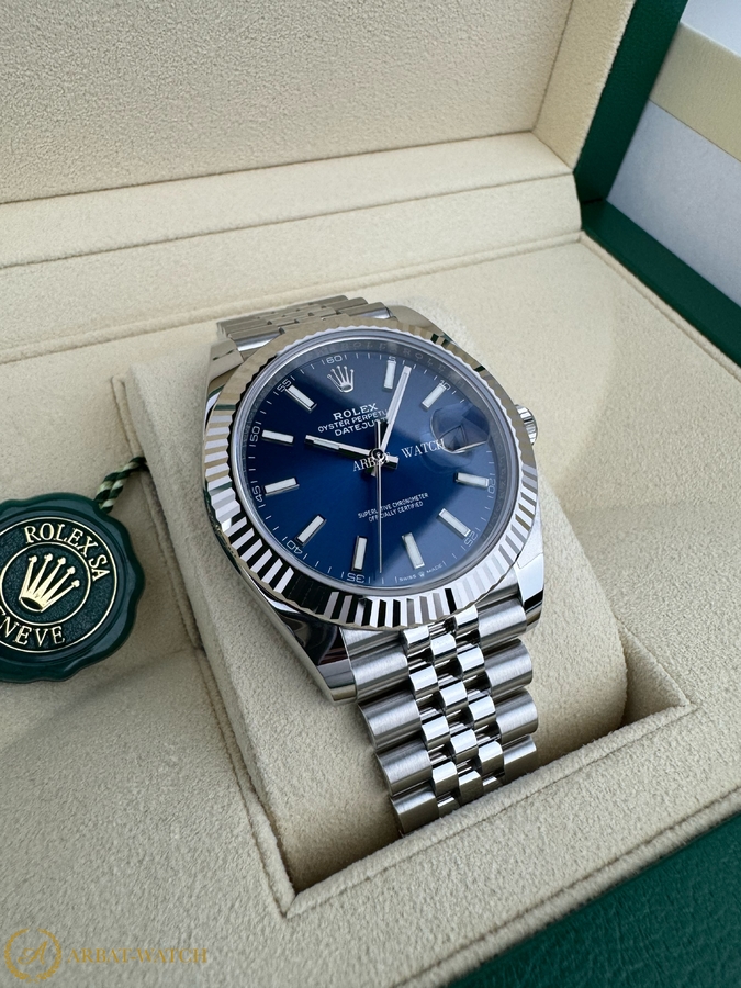 Rolex Datejust 41 mm White Rolesor Bright Blue Dial 126334 Jubilee - Швейцарские часы Rolex Datejust 41 mm White Rolesor Bright Blue Dial 126334 Jubilee