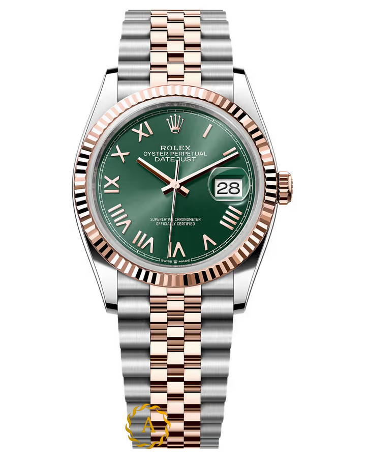 Rolex Datejust 36 mm Everose Rolesor Mint Green Roman Dial 126231 Jubilee