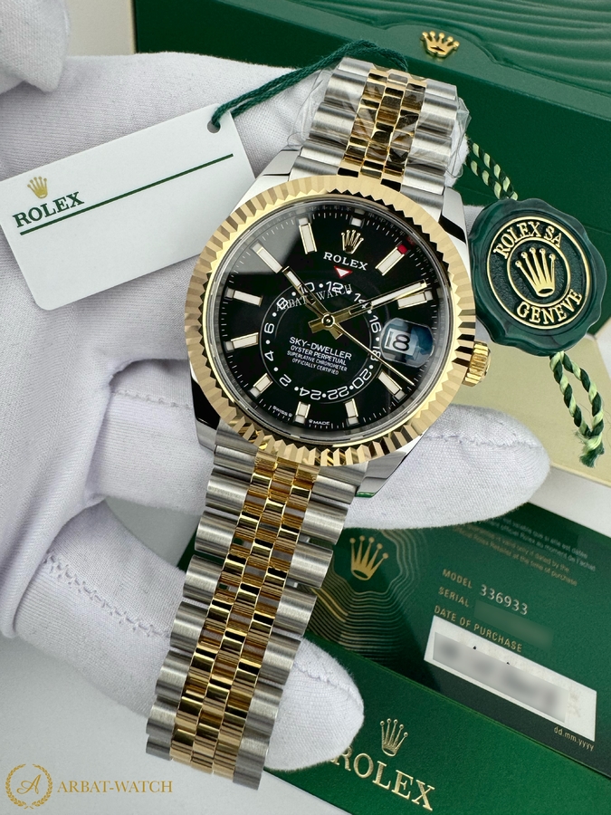 Rolex Sky-Dweller 42 mm Yellow Rolesor Bright Black Dial 336933 Jubilee - Швейцарские часы Rolex Sky-Dweller 42 mm Yellow Rolesor Bright Black Dial 336933 Jubilee