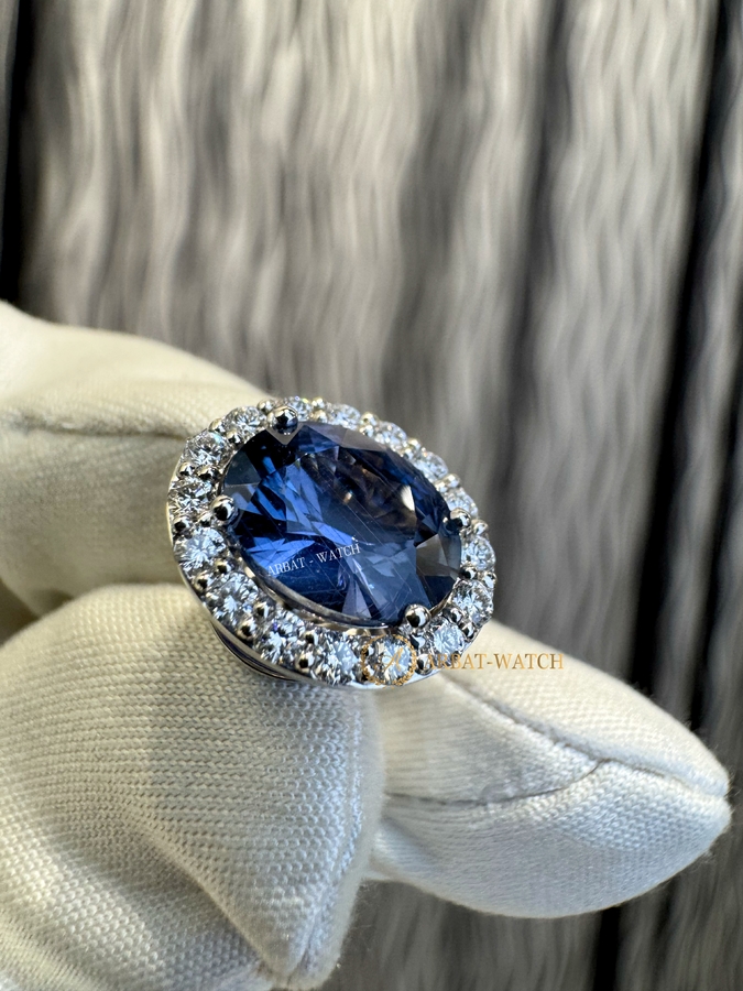 Серьги Natural Corundum Pink & Blue Sapphire 18K White Gold Diamonds