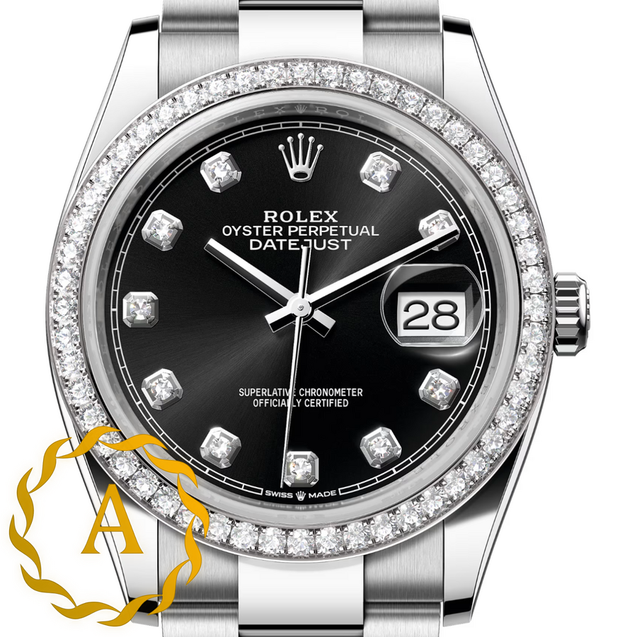 Rolex Datejust 36 mm White Rolesor Black Diamond-set Dial Factory Diamond Bezel 116244 - Швейцарские часы Rolex Datejust 36 mm White Rolesor Black Diamond-set Dial Factory Diamond Bezel 116244