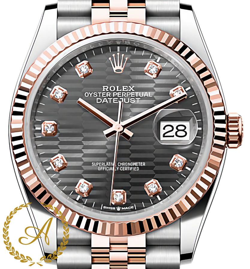 Rolex Datejust 36 mm 126231 Grey Decor Diamonds Dial Everose Rolesor Jubilee