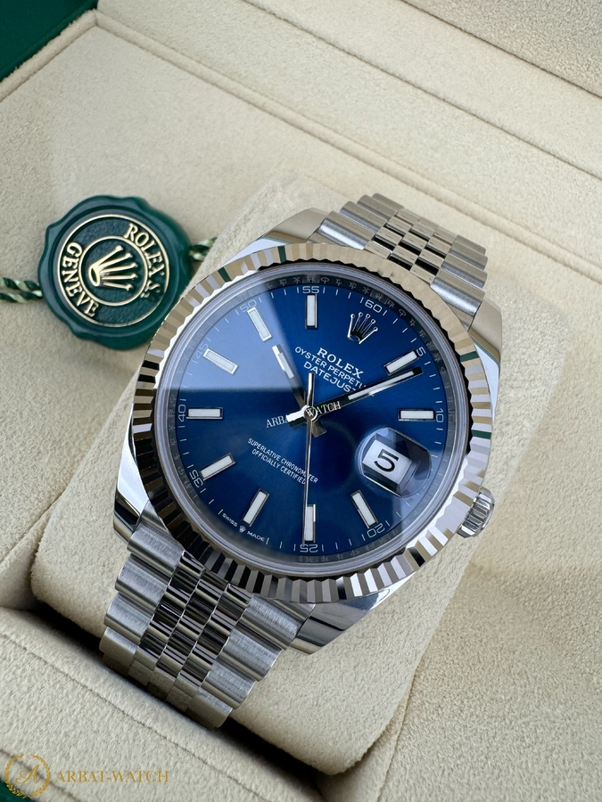 Rolex Datejust 41 mm White Rolesor Bright Blue Dial 126334 Jubilee - Швейцарские часы Rolex Datejust 41 mm White Rolesor Bright Blue Dial 126334 Jubilee
