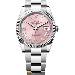 Rolex Datejust 36 mm White Rolesor Pink Diamond-set Dial 126234