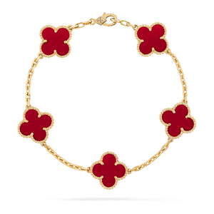 Браслет Van Cleef & Arpels Vintage Alhambra Carnelian Yellow Gold 5 мотивов