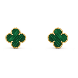 Серьги Van Cleef & Arpels Vintage Alhambra Malachite Yellow Gold