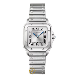 Cartier Santos De Cartier Small Quartz Silver Sunray Dial 27 x 34,5 mm WSSA0082