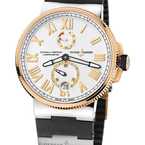 Ulysse Nardin Marine Chronometer Rose Gold/Titanium 45 mm White Dial 1185-122