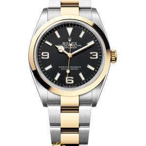 Rolex Explorer 36 mm Yellow Rolesor Black Dial 124273