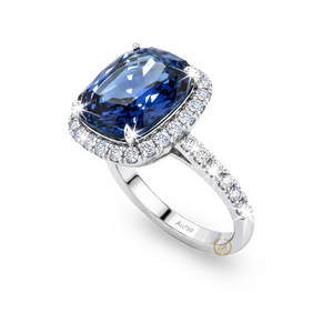 Кольцо Natural Blue Sapphire (No Heating) 6,16 ct. 18k White Gold Diamonds
